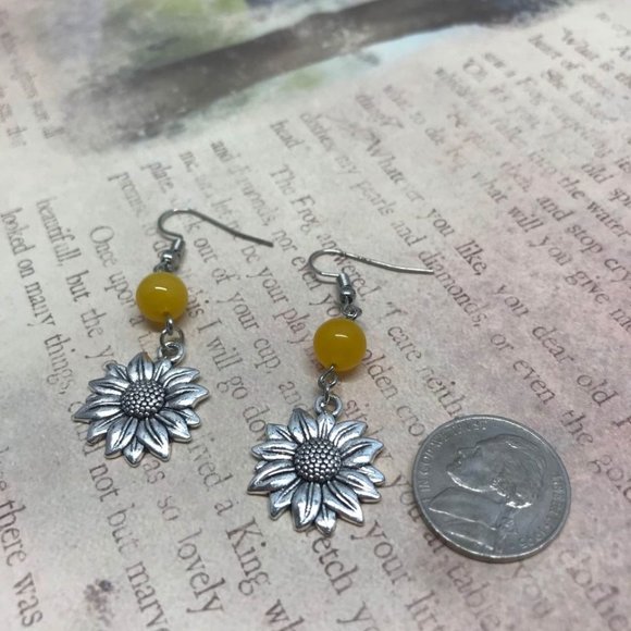 Sunflower Yellow Agate Beaded Dangle - Picture 7 of 9
